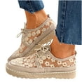 thumbnail image 3 of Fesfesfes Women Walking Shoes Round Toe Lightweight Shoes Flower Lace Breathable Bandage Comfy Flat Shoes Casual Shoes 39(7.5), 3 of 5