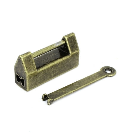 Antique Style Metal Lock - Unique Bargains Home Drawer 2cm Inner Long Antique Style Metal Lock Padlock Bronze Tone w 1 Key