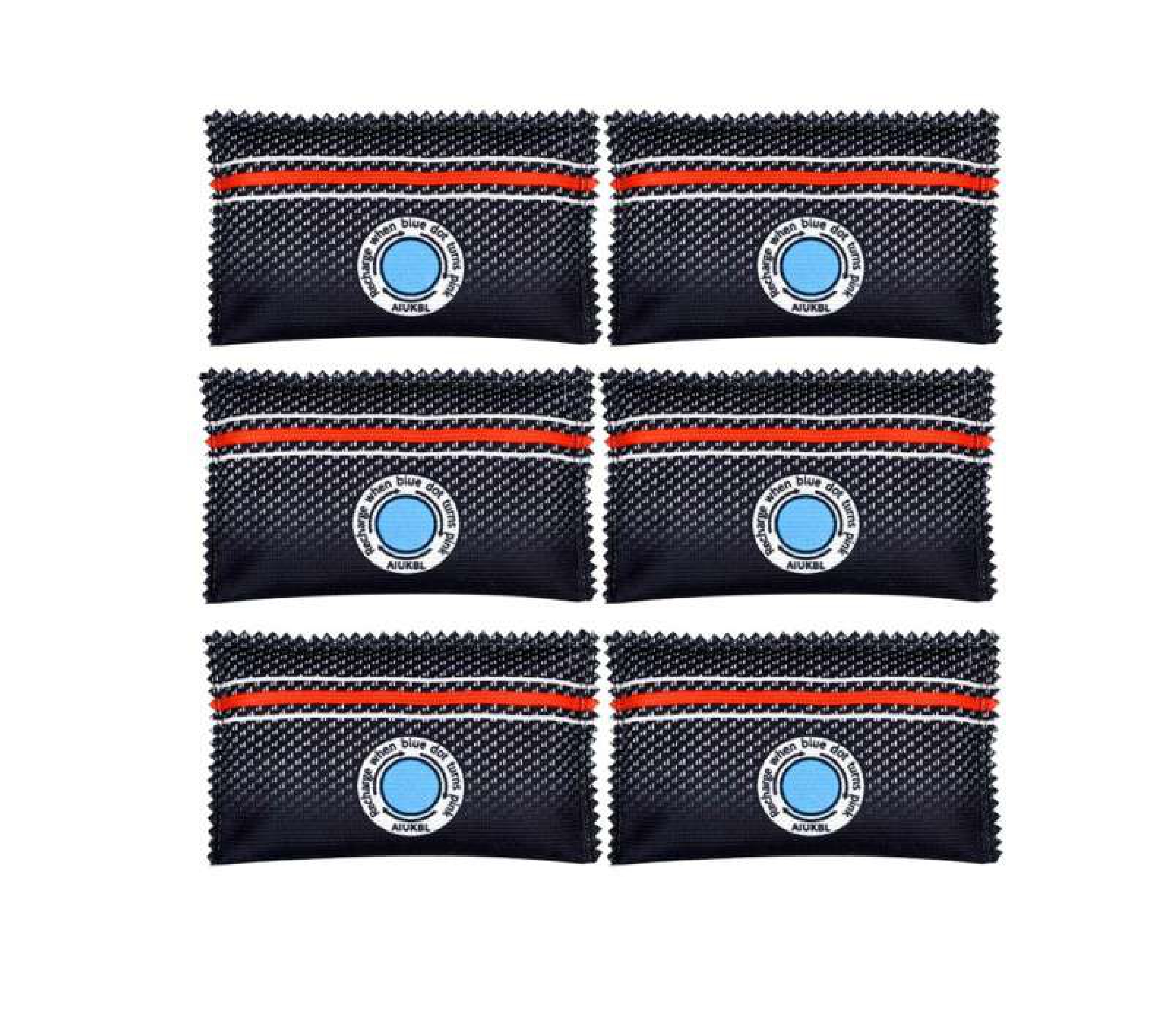 6 PACK! Reusable 120g Silica Gel Dehumidifier Bags, Dry Gun Safe Closet Car RV Cabinet Luggage Color Changing Rechargeable Desiccant, Black 6pcs
