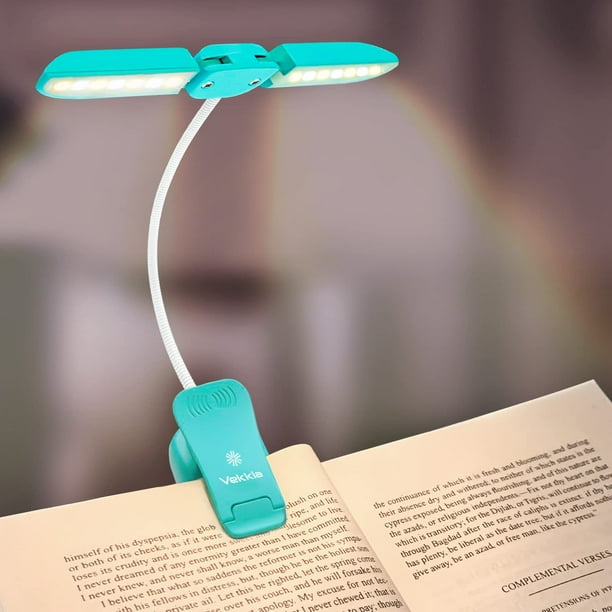 Vekkia 14 LED Rechargeable Book Light for Reading in Bed, Warm/White Reading Light with 3 Colors