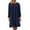 Navy, variant on Cmfcve Women's Midi Dress Round Neck Long Sleeve Pleated Cotton Linen Dress Plus Size Solid Color Boho A-Line Dresses