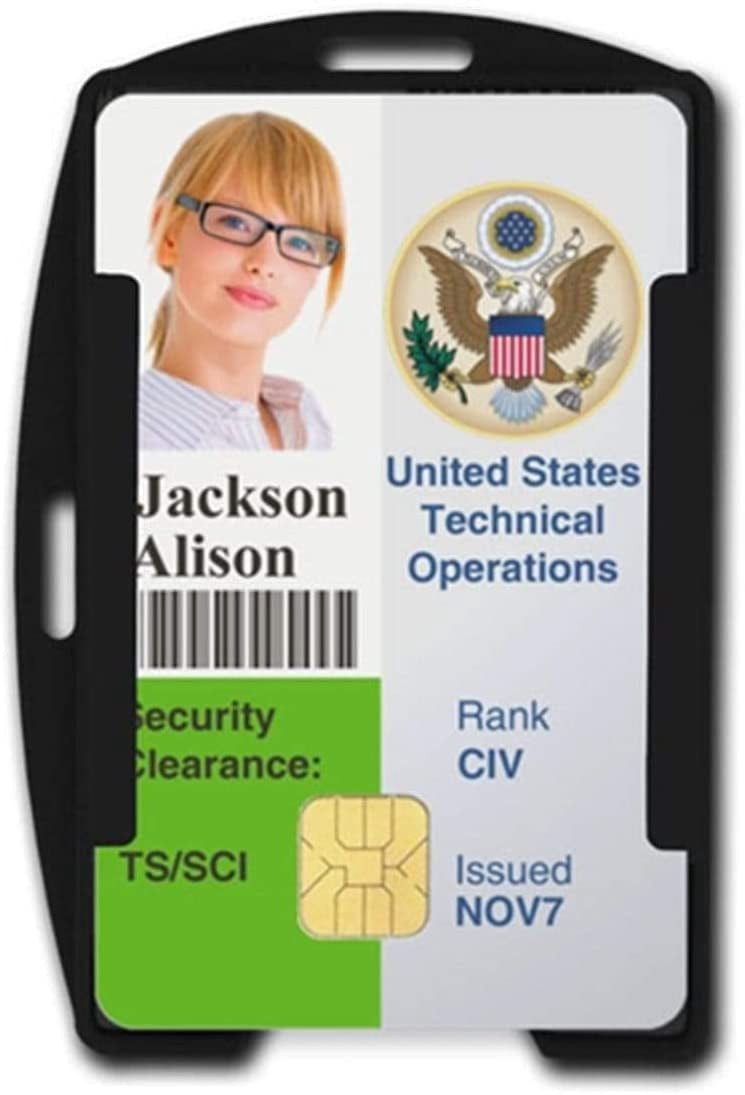 RFID Blocking ID Badge Holder (Holds 2 Cards) - SkimSAFE - Dual Sided Shield Blocks 13.56MHz Radio Signal - Specialist ID (Black)