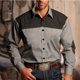 thumbnail image 1 of Camisa vintage para hombre , ropa étnica, camisa occidental, patrón tribal, retro, negra, gris, suave, cómoda, ropa suave, nueva, talla grande, 1 of 6