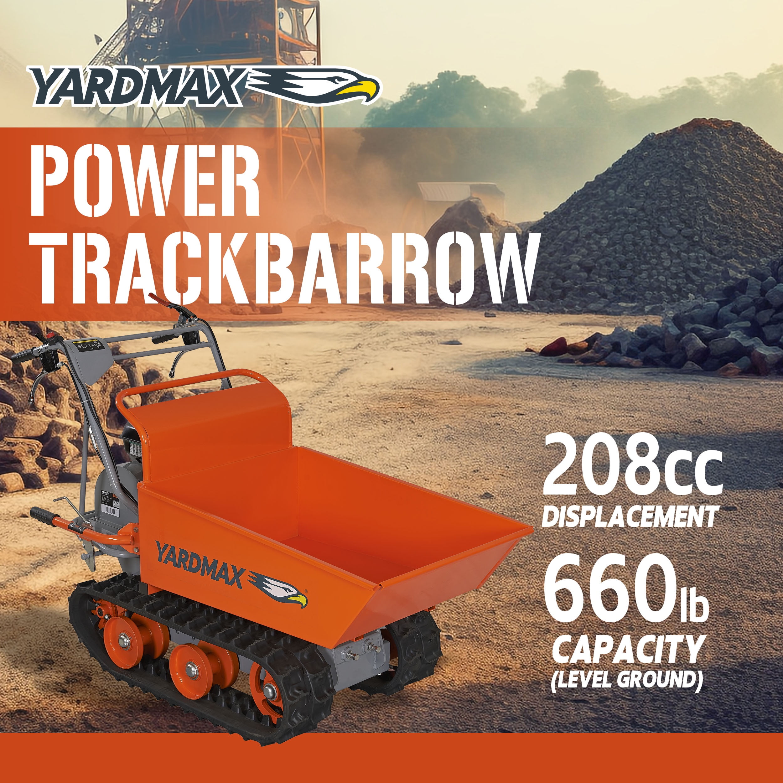 YARDMAX YD8103 Track Barrow, 660 lb. Capacity, Briggs and Stratton, CR950, 6.5 hp, 208cc
