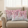 thumbnail image 3 of Outdoor Waterproof Pillow Covers Pink Leaves on Retro Wood Grain Decorative Throw Pillow Protectors,Pillowcase Cushion Cases for Patio Sofa Garden Couch,20x12in,Pack of 2, 3 of 14