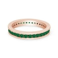 thumbnail image 3 of AFFY Round Shape Simulated Green Emerald Full Eternity Band Ring In 14K Rose Gold Over Sterling Silver, Ring Size-10, 3 of 6