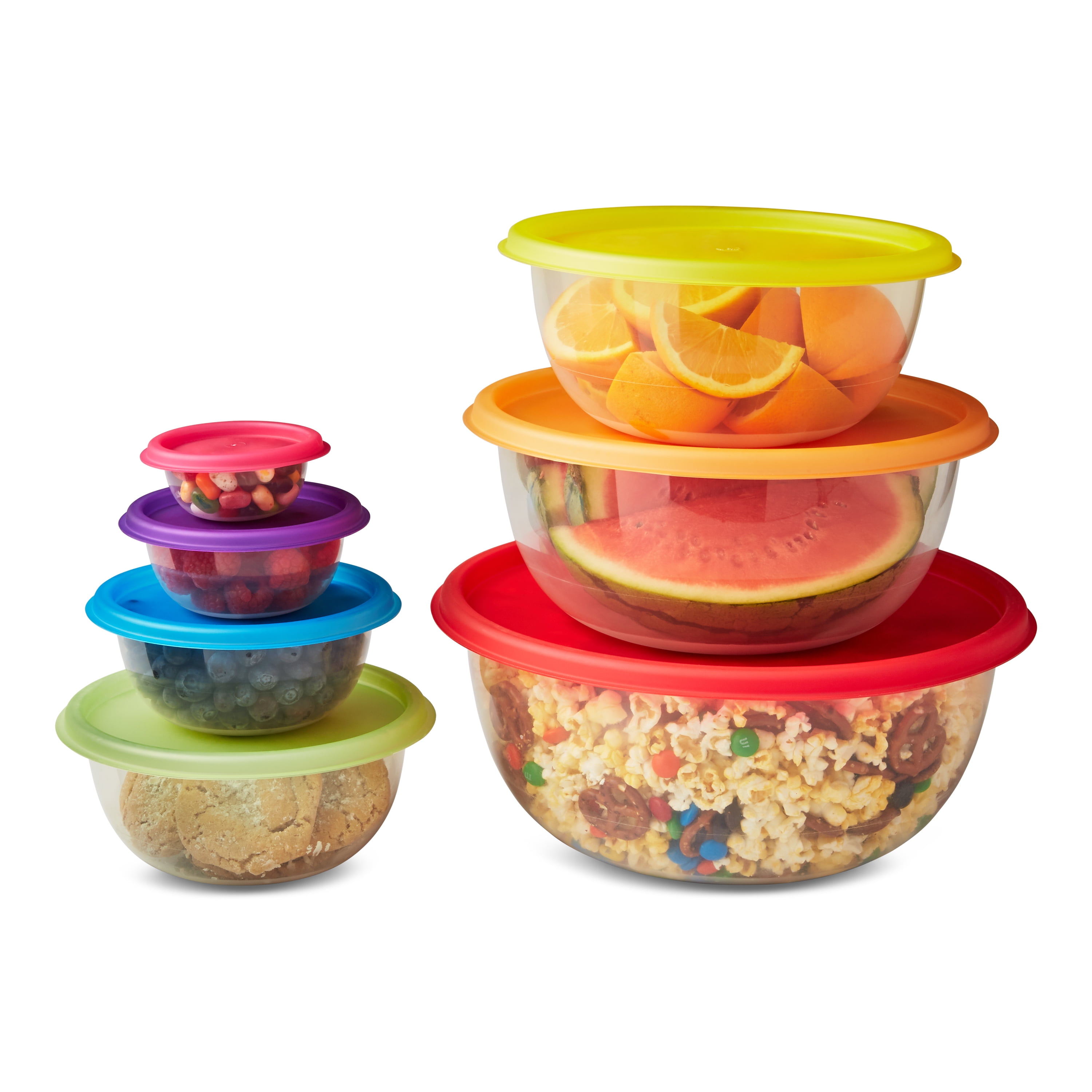 Mainstays 14 Piece Rainbow Square Food Storage Containers with