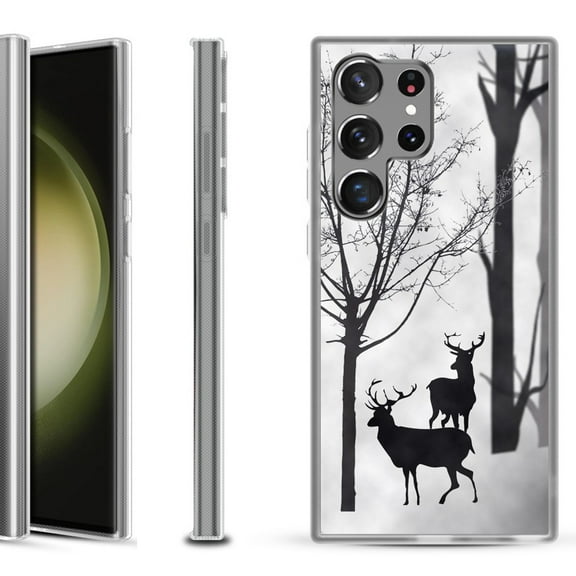 Shockproof Gel Phone Case for Samsung Galaxy S23 Ultra 5G, by OneToughShield ® - Forest Deer