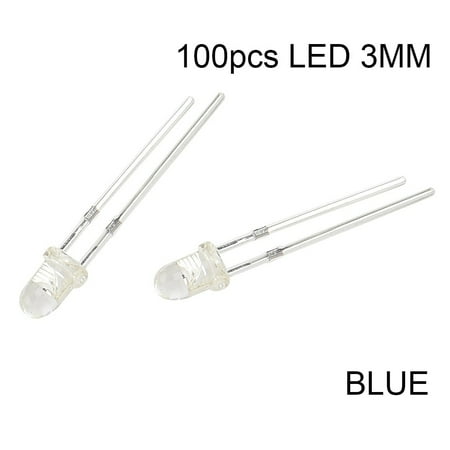 

100PCS Super Bright LED 3mm Red/Blue/Green/White/Yellow LED Transparent Bulb