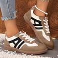 thumbnail image 3 of Rokment Womens Fashion Sneakers 2026 Spring Fall Stylish Leather Suede Patchwork Color Block Casual Walking Flat Tennis Shoes Black Size 6, 3 of 7