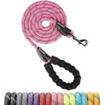 thumbnail image 1 of Chenchen Rope Dog Leash 2/4/5/6/8/10 FT with Comfortable Padded Handle and Highly Reflective Threads for Small Medium and Large Dogs Heavy Duty (1/2"-8 FT, Pink), 1 of 1