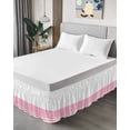 thumbnail image 4 of Pink Striped Wrap Around Bed Skirts for Queen Bed 18" Drop, Bed Skirt with Adjustable Elastic Belt Dust Ruffle Bed Valance for Bedroom Hotel Luxury Modern Farmhouse Stripes Bed Frame Cover, 4 of 7