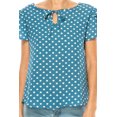 thumbnail image 5 of Women's Polka Dot Overlapping Short Sleeve Ribbon Accent Top, 5 of 5