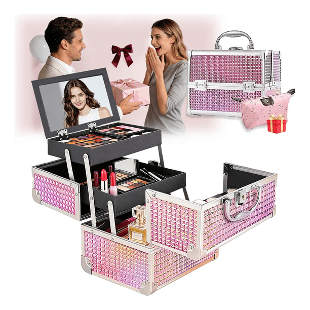Maletín Reforzado Cosmetiquera Profesional Portátil Belleza para Hombre Y Mujer Xtellar rosa
