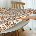 thumbnail image 5 of muroi Fall Round Tablecloth Dark Brown Orange Leaf Floral Thanksgiving Table Cover with Elastic Edge Autumn Washable Fitted Table Cloth for Kitchen Patry Outdoor Decor Fits 45"-50", Medium, 5 of 6