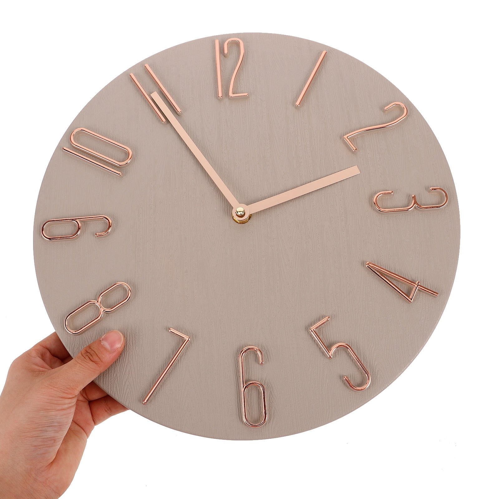 Supvox Beige Wall Clock Battery Operated with Silent Quartz Movement, Modern Decorative Timepiece for Home and Office Use