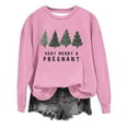 thumbnail image 4 of Wang6 Christmas Sweatshirts for Women Trendy Very Merry & Pregnant Letter Printed Graphic Pullovers Causal White Long Sleeve Crew Neck Loose Fit Tops Pink S, 4 of 4