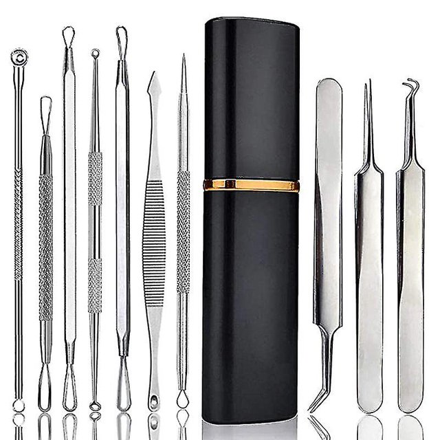 Kit de herramientas para extraer espinillas, kit profesional de eliminación de acné, herramienta extractora de comedones y espinillas, 10 Uds.