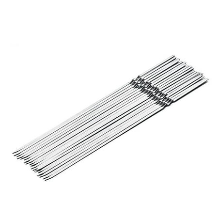 

20PCS Stainless Steel Barbecue Sticks Anti-rust Barbecue Needles Food-grade Metal Barbecue Skewer Garden Party Supplies for Ourdoor BBQ Store Silver