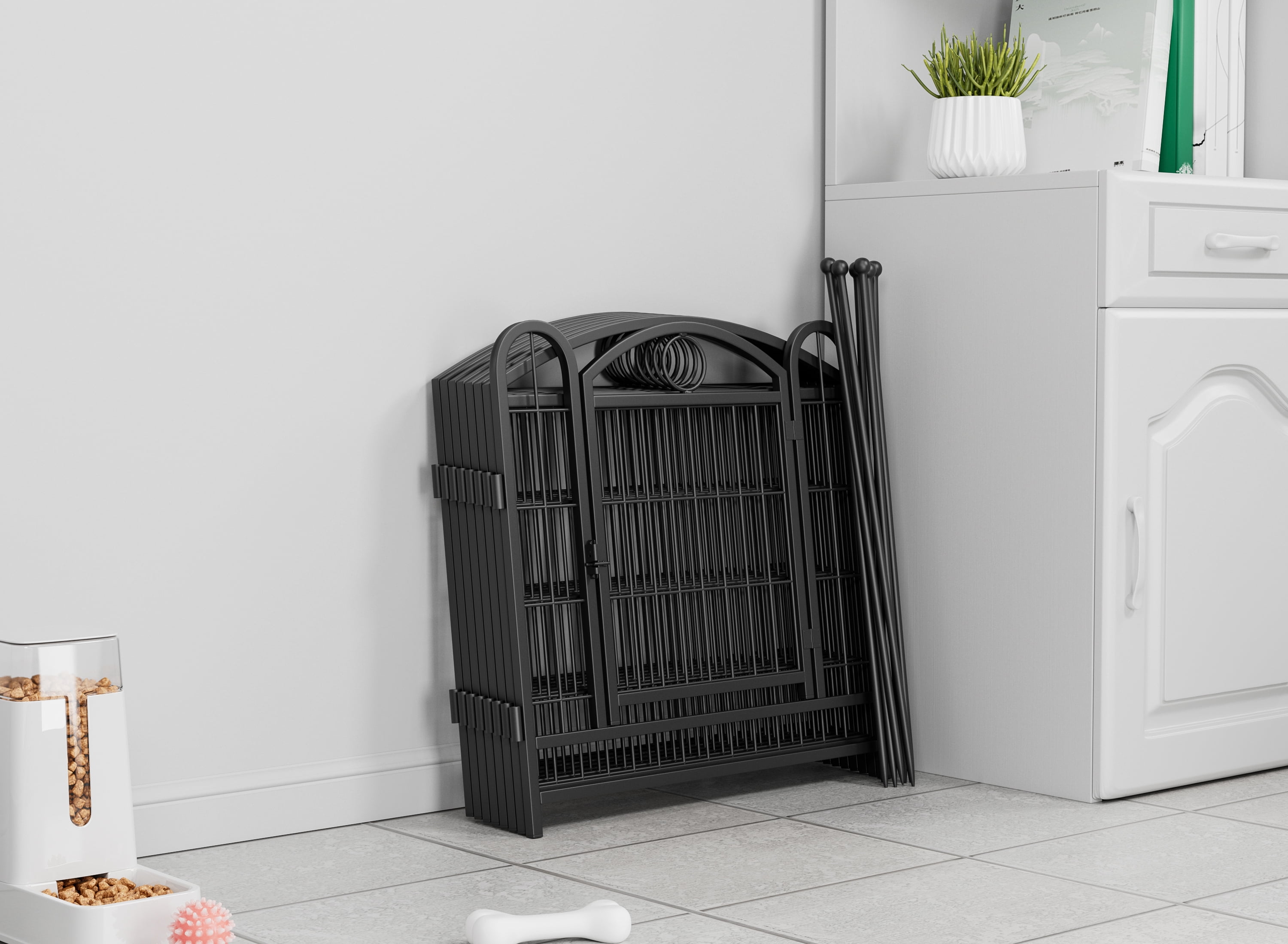 ZephyPaws Heavy Duty Dog Pen,Portable Metal Exercise Pen for Puppies & Small Dogs, Indoor/Outdoor Foldable Dog Playpen with Door,Black