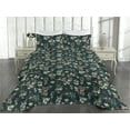 thumbnail image 2 of Ambesonne Floral Scene Quilted Bedspread Set 3 Pcs, Jungle Dreamy Flower, Queen, Hunter Green Pale Pink, 2 of 4