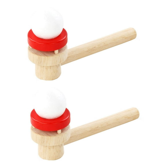 2pcs Suspended Air Blower Wooden Suspended Ball Suspension Blowing Balls Game Blow Pipe Toy for Kids Boys Girls Party