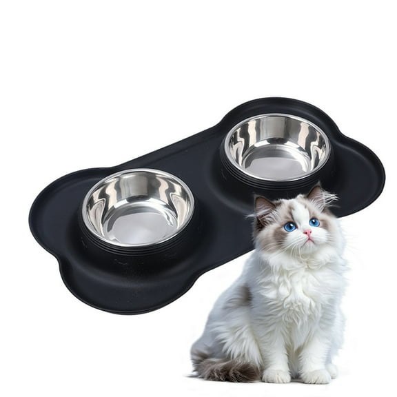 Bone-Shaped Stainless Steel Dog Bowls Set, Non-Spill & Non-Skid Silicone Base for Small Medium Large Breeds, No-Mess Feeding Solution for Big Dogs