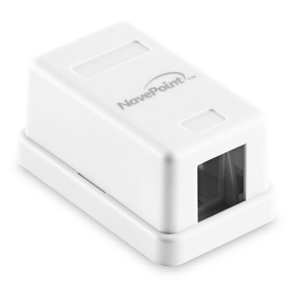 NavePoint Keystone Jack Surface-Mount Box 1-Port White, 10-Pack
