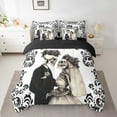 thumbnail image 2 of YST Skull Gothic Twin Bedding Set 7 Piece For Couple Wife Husband,Black White Damask Skull Goth Bed In A Bag,Wedding Anniversary Valentines Day Comforter Set With Sheets Romantic Bed Set, 2 of 5