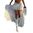 thumbnail image 3 of Yunliwuli Women´s White Boho Skirt Elastic Band Waist Flowy Skirt Irregular Ruffle Asymmetrical Midi Skirt, 3 of 6