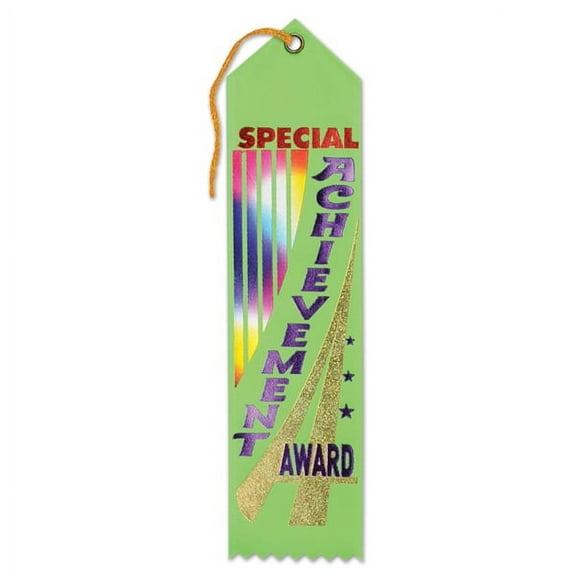 Club Pack of 6 Green Special Achievement School and Sporting Event Award Ribbons 8"