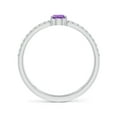 thumbnail image 2 of ANGARA Natural Pear Amethyst Parallel Split Shank Ring with Accents in 14K White Gold for Women (Size-6x4mm) | February Birthstone, Anniversary, Jewelry Gift for Women | Natural Amethyst Ring, 2 of 8