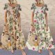 thumbnail image 3 of OL temperamento mujer algodón y lino cuello redondo pastel falda vestido Irfora Floral-Azul-Sin mangas L, 3 of 5
