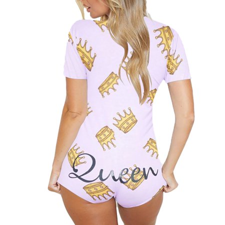 

Women s Short V-neck Printed Jumpsuit Pajamas