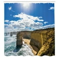 thumbnail image 2 of Ambesonne Coastal Shower Curtain, Landscape of a Sunny Coast, 69"Wx75"L, Sky Blue Mustard and Teal, 2 of 4