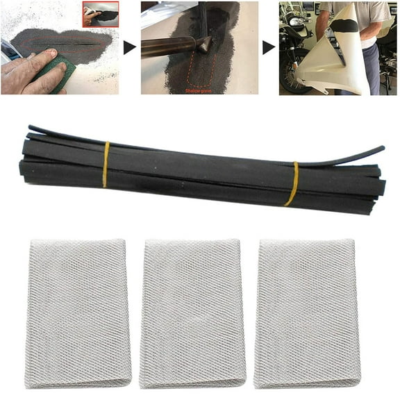 10Pcs 23X1Cm Plastic Welding Rods with 3 Repair Mesh for Pp Bumper Kayak Repairs