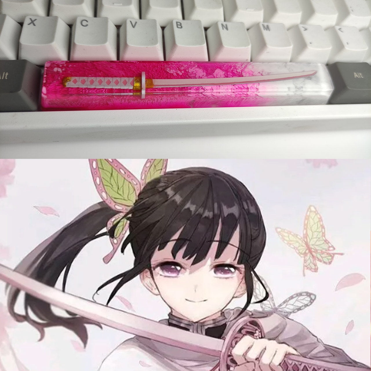 Demon Slayer Inspired Resin Artisan Spacebar Keycap, 6.25u Handmade Drip Resin Key for Mechanical Keyboard, Unique Birthday Gift for Men