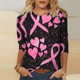 thumbnail image 2 of Camisetas Casuales de las Mujeres Impresas 3/4 Manga Blusa Cuello Redondo Estante de Imitación, Moda Casual Top para las Mujeres, 2 of 5