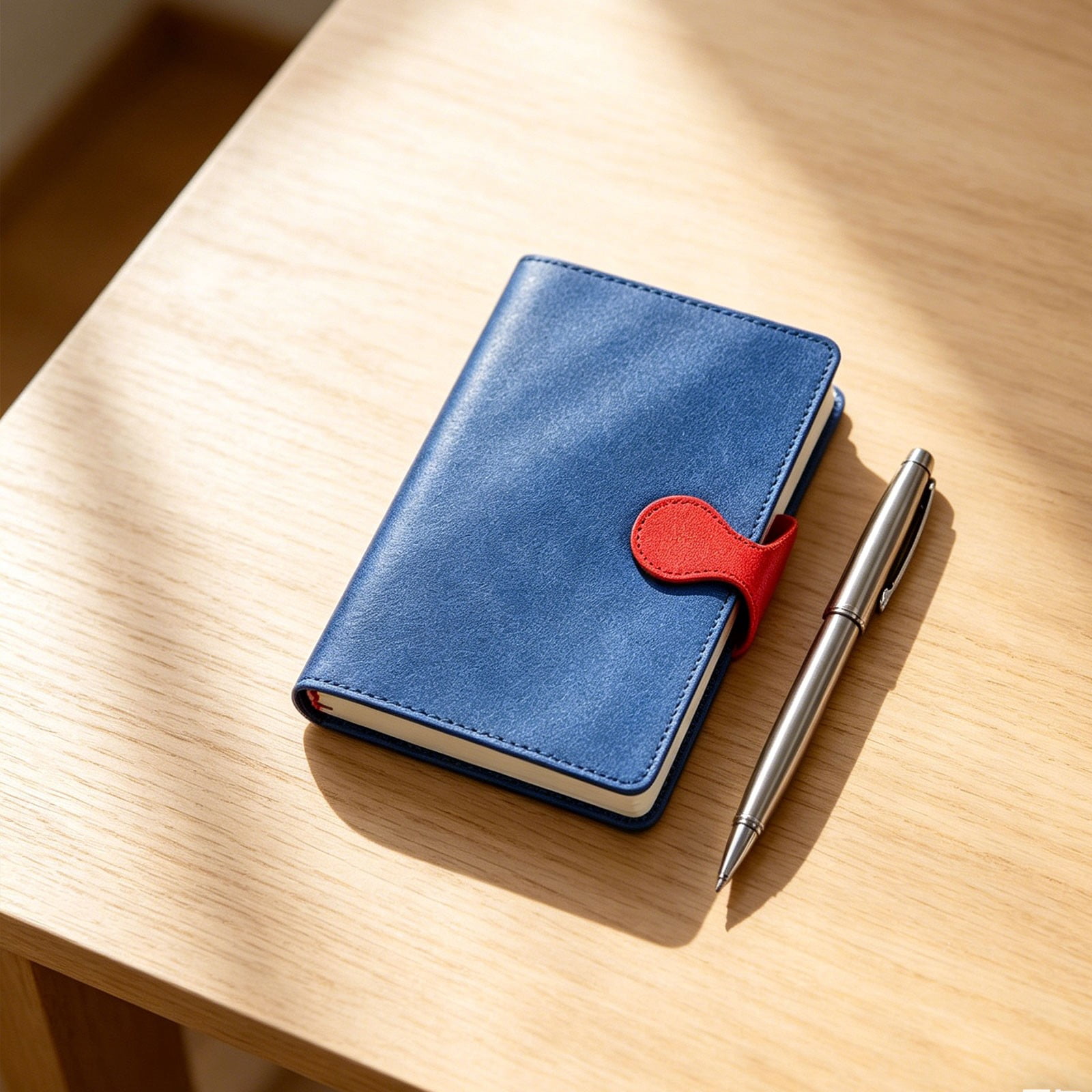 A5 PU leather lined journal notebook with buckle pen holder thick paper hardcover