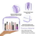 thumbnail image 7 of Clear Travel Toiletry Bag TSA Approved, FITDON 3PCS Portable Makeup Bag with Zipper Waterproof Quart Size Bag Carry on Airport Airline Compliant Bag, Purple, 7 of 7