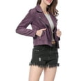 thumbnail image 4 of INSPIRE CHIC Women's Motorcycle Jacket Faux Suede Solid Color Asymmetric Zipper Jacket L Dark Purple, 4 of 8