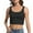 Black, variant on Women's Sleeveless Strappy Tank Square Neck Double Layer Workout Fitness Casual Basic Crop Tops