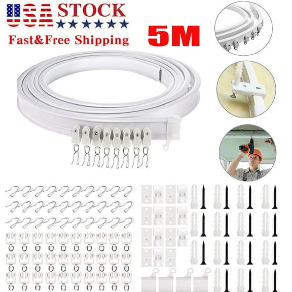 Flexible PVC Ceiling Curtain Track 5m Complete Installation Kit Room Divider