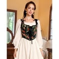 thumbnail image 3 of Women's Vintage Floral Corset Lace-Up Fishbone Print Vest Renaissance Pirate Costume, 3 of 5