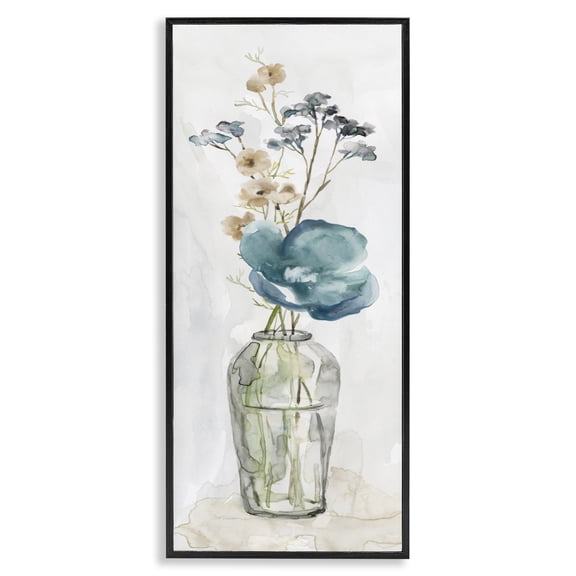 Stupell Industries Shabby Chic Delicate Watercolor Ikebana Flower Blossoms Arrangement Black Framed Giclee Art, 10 x 24, by Carol Robinson