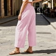 thumbnail image 7 of Htrmlpk Women Plus Size Wide-Leg Pants Elastic Waist Summer Athletic Workout Trousers Drawstring Full Length Active Pants with Pocket, 7 of 7