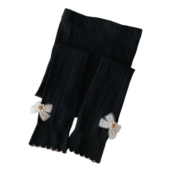 SonxaHe Little Girls Leggings Pants Stretchy Active Knitted Leggings Child Cute Outerwear Skinny Soft Cozy Autumn Tights Black,Sized 6-8