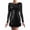 Black, variant on Wdgfv Womens Sequin Dress Formal Gown with Long Sleeve Sequin Feather Embellishment and Round Neck Design Black L
