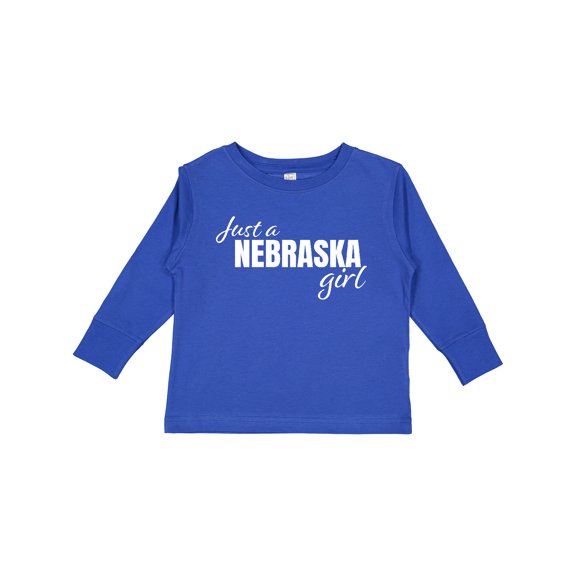 Inktastic Just a Nebraska Girl Born and Raised Girls Long Sleeve Toddler T-Shirt