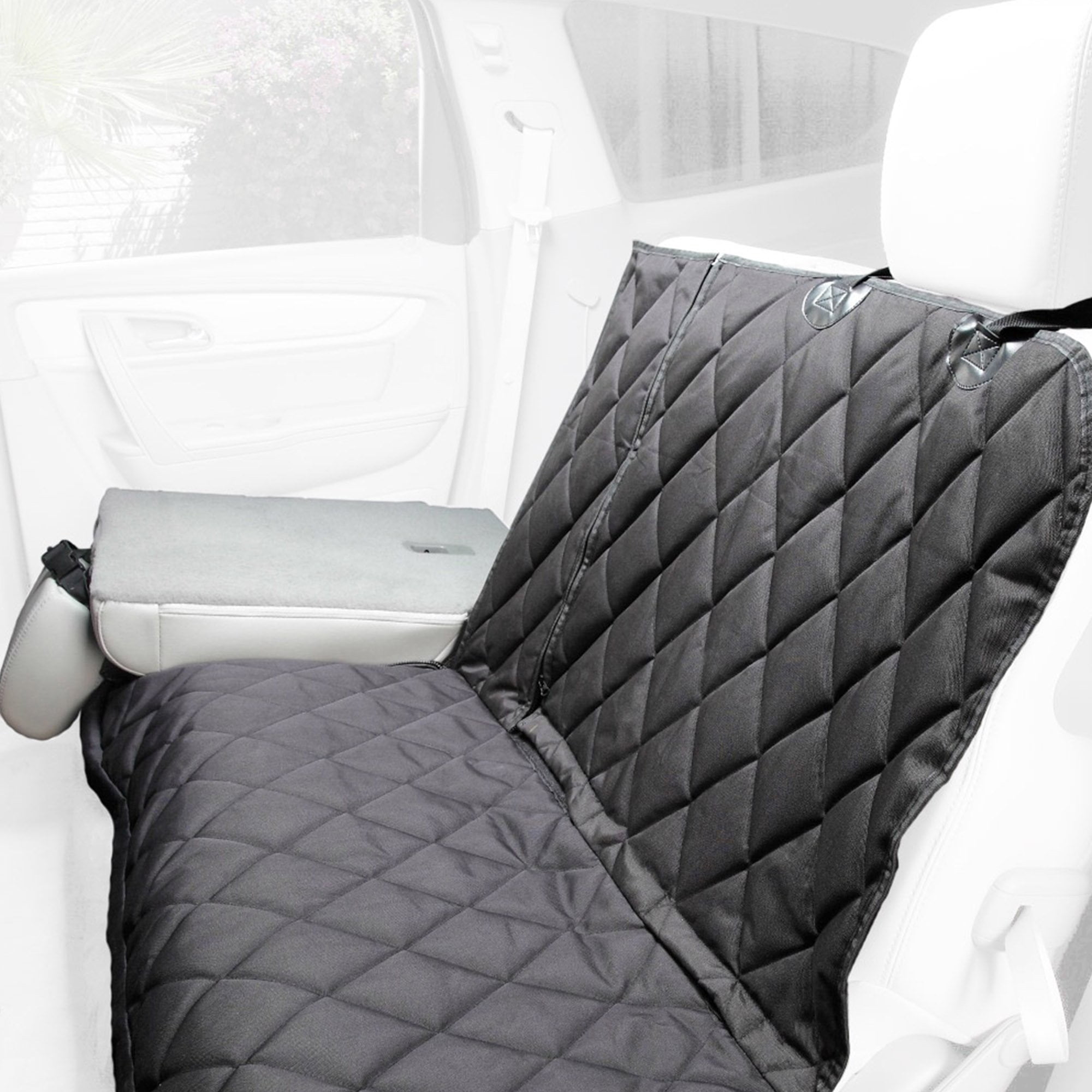 4knines Dog Seat Cover With Hammock For Fold Down Rear Bench 60 4knines Dog Seat Cover With Hammock For Fold Down Rear Bench 60 40 Split And Middle Belt Capable Heavy Duty Black Regular Cars